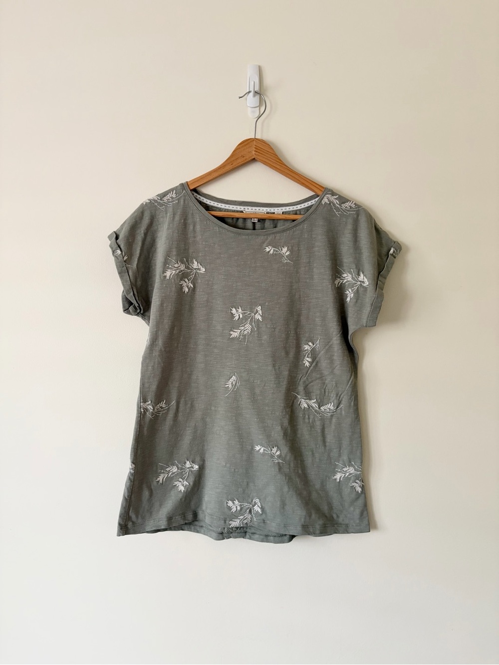 Fat Face Olive Green Short Sleeve Floral Tee